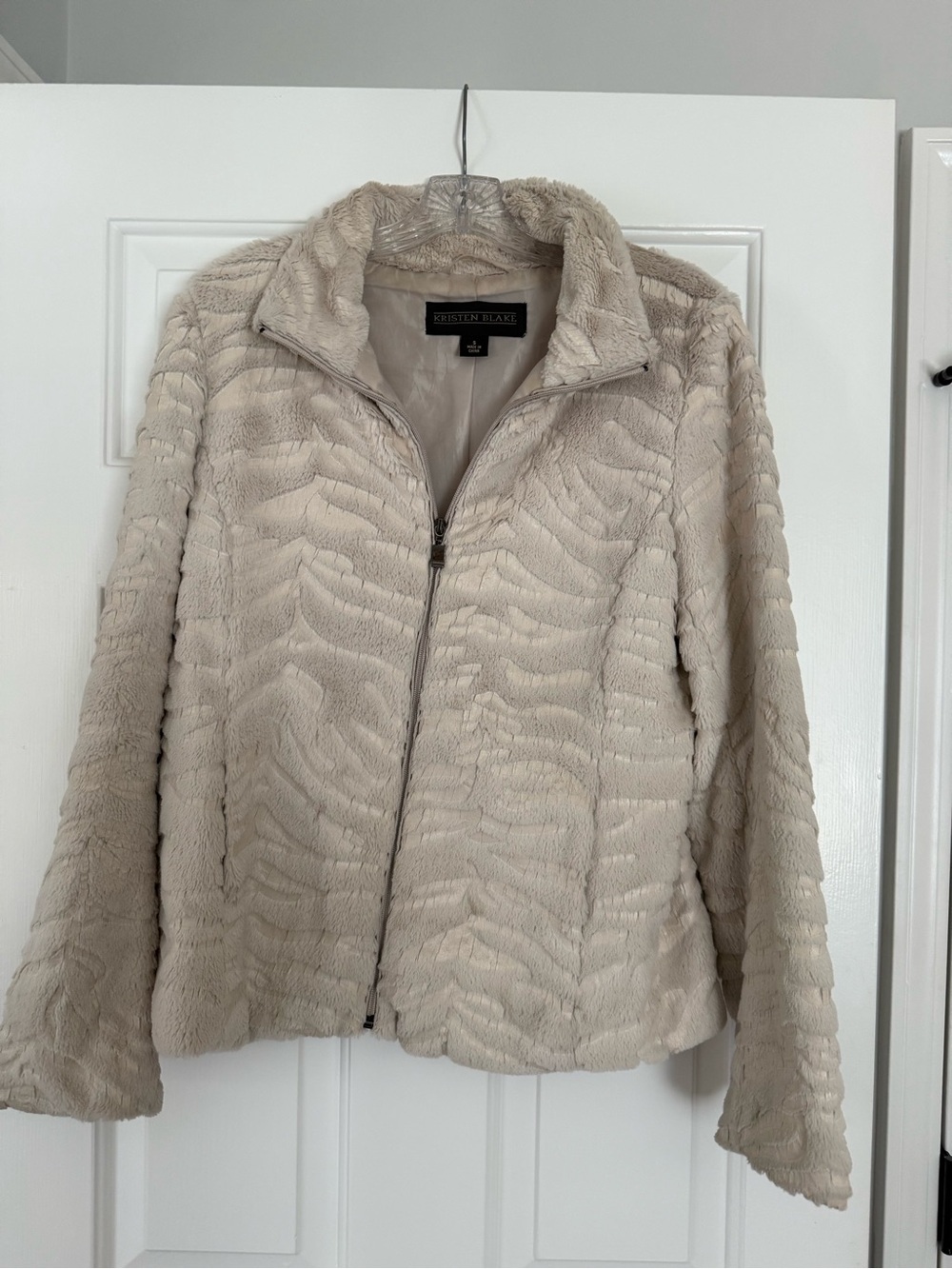 Kristen Blake Light Cream Faux Fur Zip Jacket